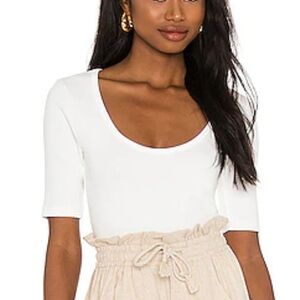White Scoop Neck Top and Beige Frayed Shorts